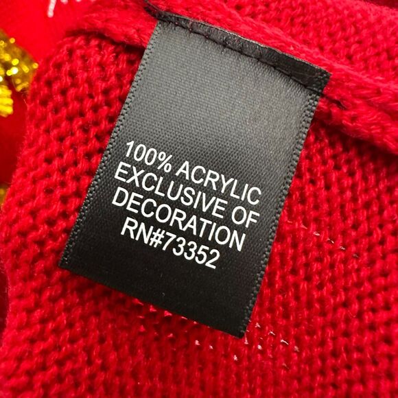 Ugly Christmas Sweater Holiday Pullover XL Red Reindeer Snowflake Fuzzy Green - Picture 5 of 8